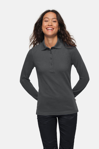 HAKRO Damen Longsleeve-Poloshirt MIKRALINAR® - Karbongrau - 5