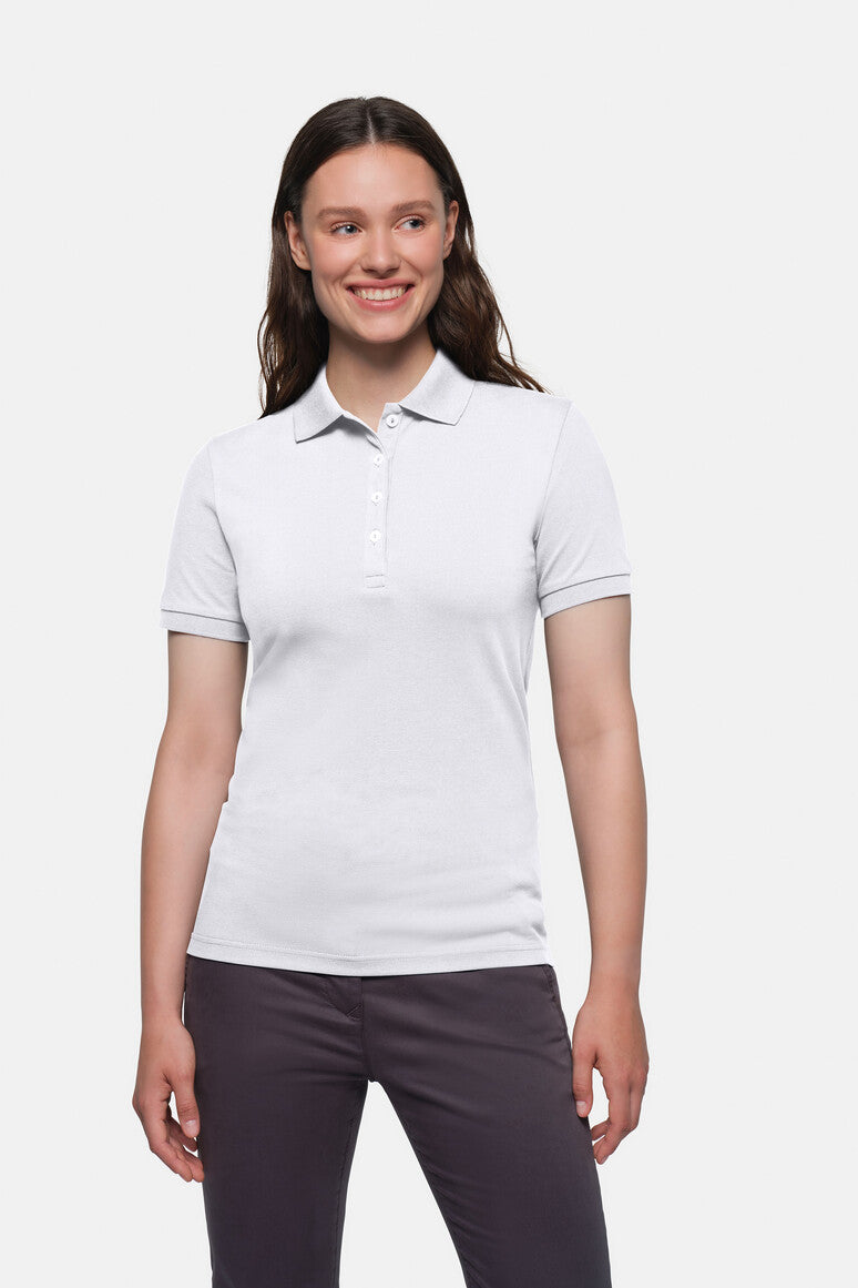 HAKRO Damen Poloshirt Stretch - Weiß - 5