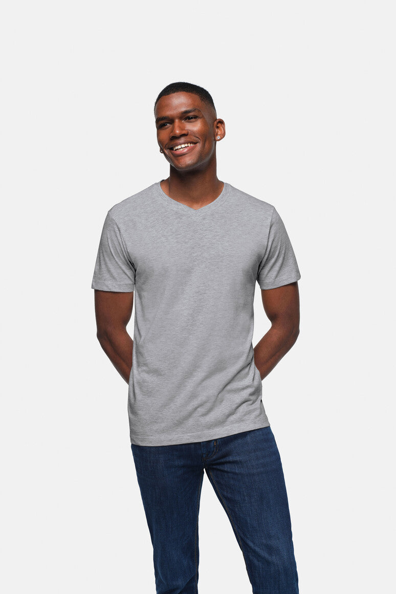 HAKRO V-Shirt Classic - Grau meliert - 5