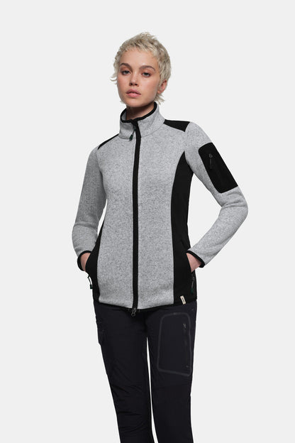 HAKRO Damen Strickfleecejacke - Grau meliert - 5