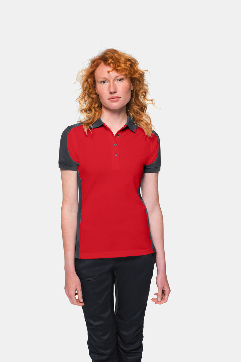 HAKRO Damen Poloshirt Contrast MIKRALINAR® - Rot/anthrazit - 5