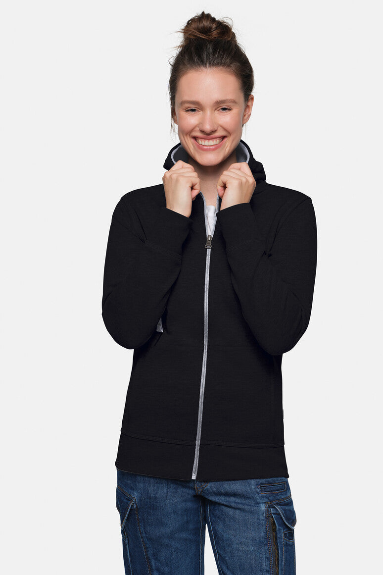 HAKRO Damen Kapuzenjacke Bonded ECO - Schwarz/silber - 5