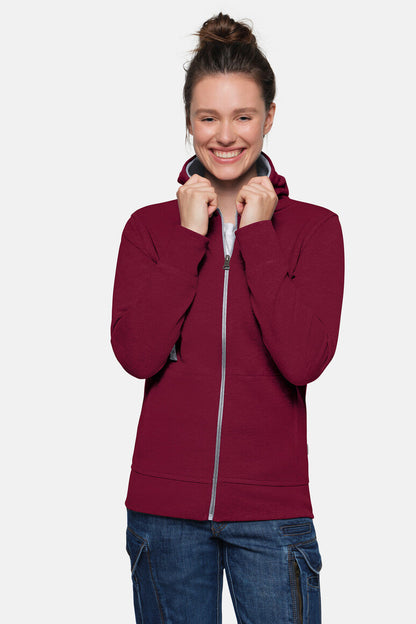 HAKRO Damen Kapuzenjacke Bonded ECO - Weinrot/silber - 5