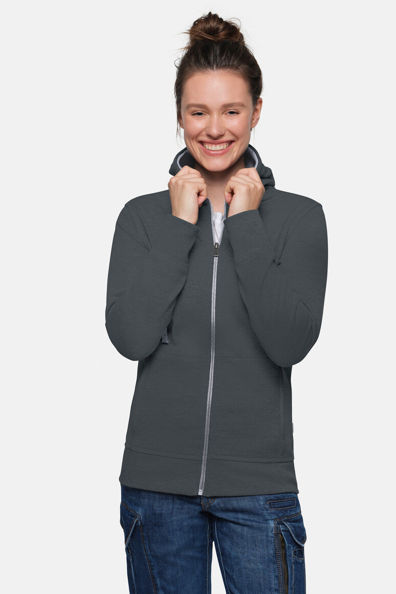 HAKRO Damen Kapuzenjacke Bonded ECO - Anthrazit/silber - 5