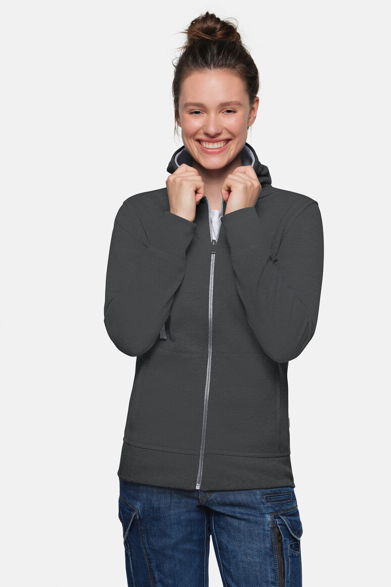 HAKRO Damen Kapuzenjacke Bonded ECO - Karbongrau/silber - 5