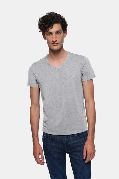 HAKRO V-Shirt Stretch - Grau meliert - 5