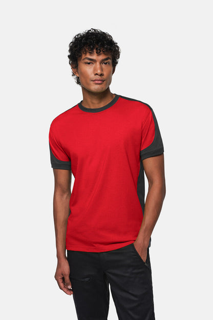 HAKRO T-Shirt Contrast MIKRALINAR® - Rot/anthrazit - 5