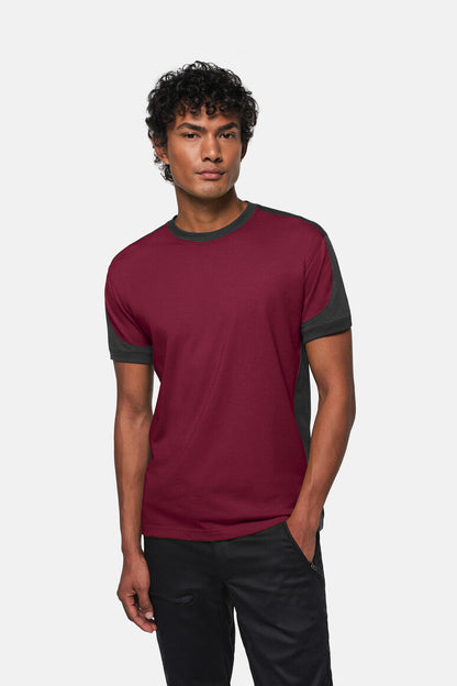 HAKRO T-Shirt Contrast MIKRALINAR® - Weinrot/anthrazit - 5
