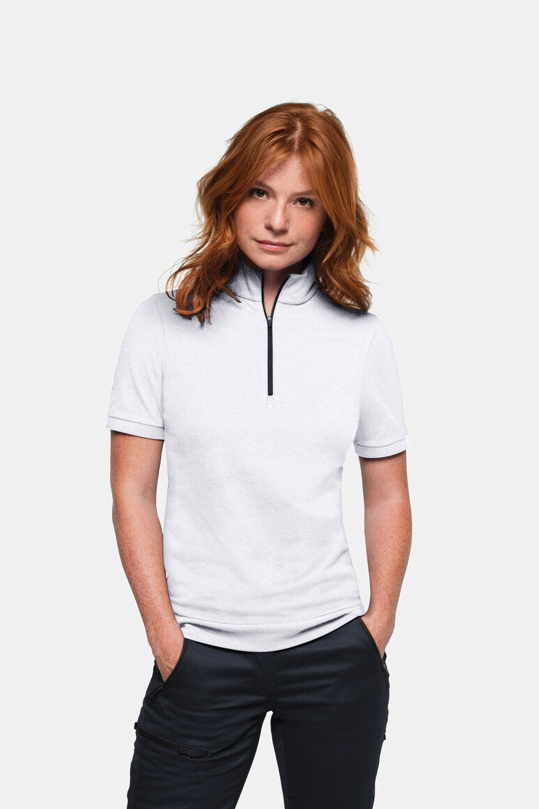 HAKRO Damen Zip-Shirt Piqué MIKRALINAR® ECO - Weiß - 5