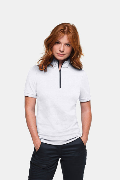 HAKRO Damen Zip-Shirt Piqué MIKRALINAR® ECO - Weiß - 5