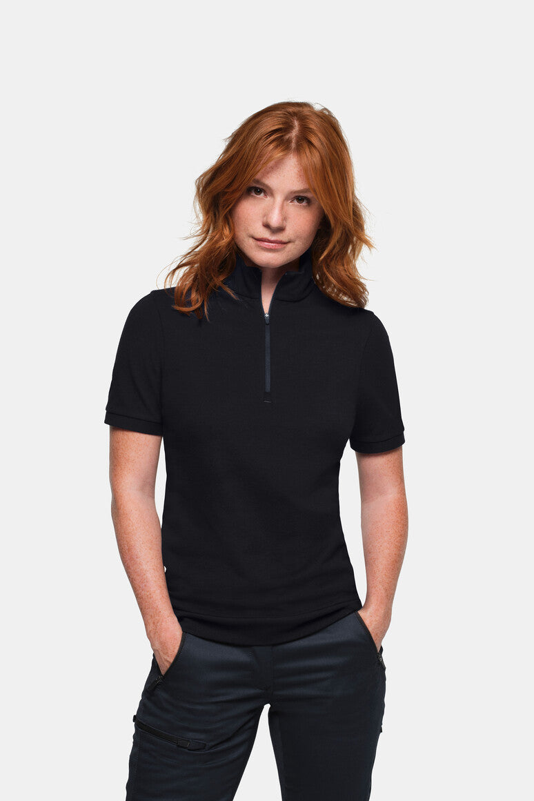 HAKRO Damen Zip-Shirt Piqué MIKRALINAR® ECO - Schwarz - 5