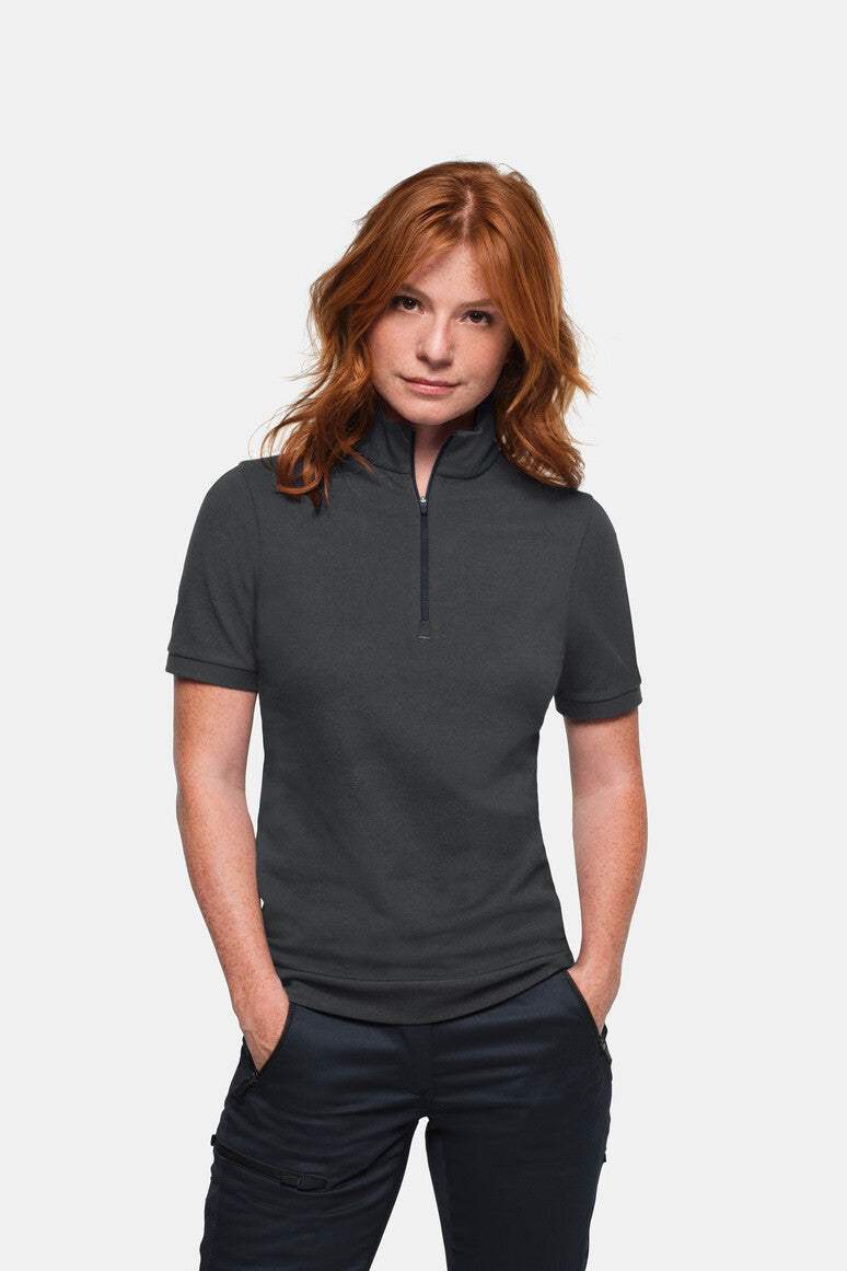 HAKRO Damen Zip-Shirt Piqué MIKRALINAR® ECO - Karbongrau - 5