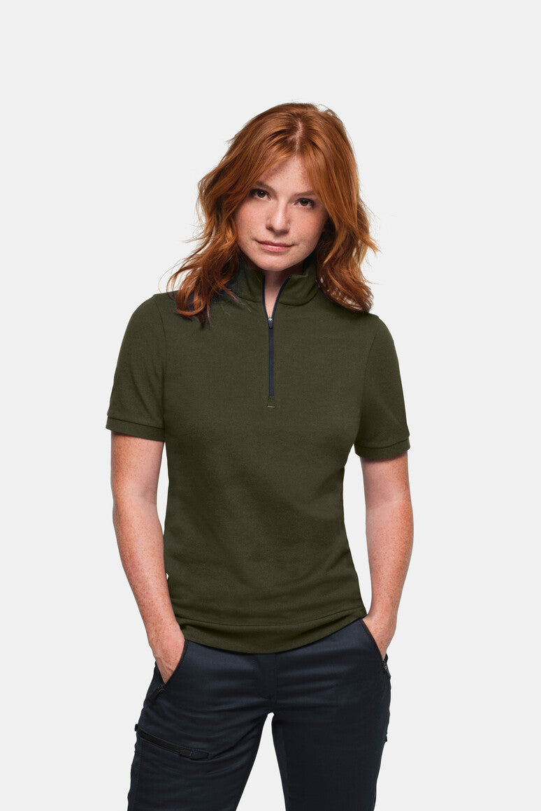 HAKRO Damen Zip-Shirt Piqué MIKRALINAR® ECO - Olive - 5
