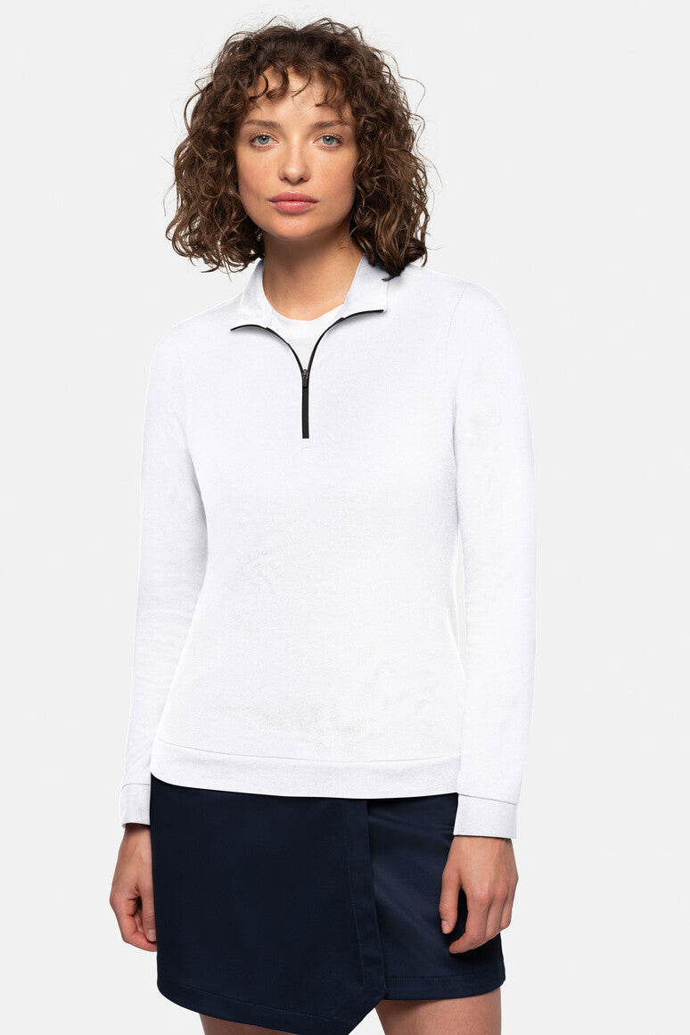 HAKRO Damen Zip-Longsleeve Piqué MIKRALINAR® ECO - Weiß - 5