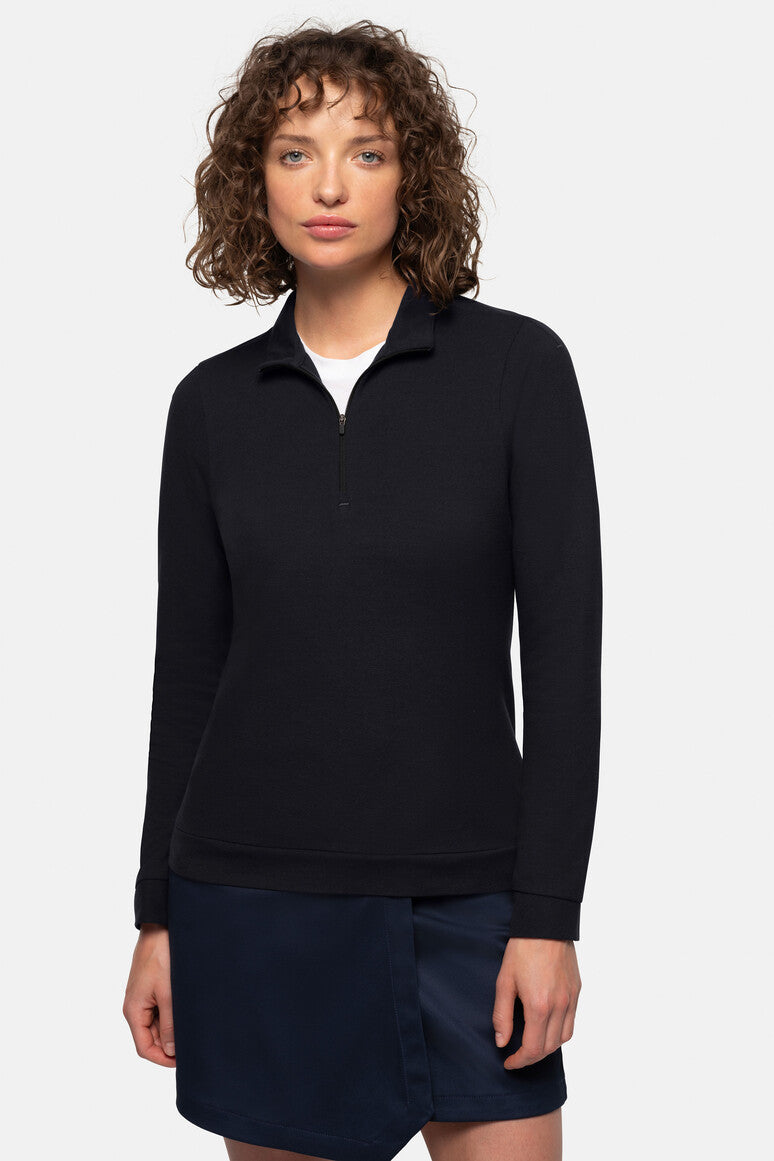HAKRO Damen Zip-Longsleeve Piqué MIKRALINAR® ECO - Schwarz - 5
