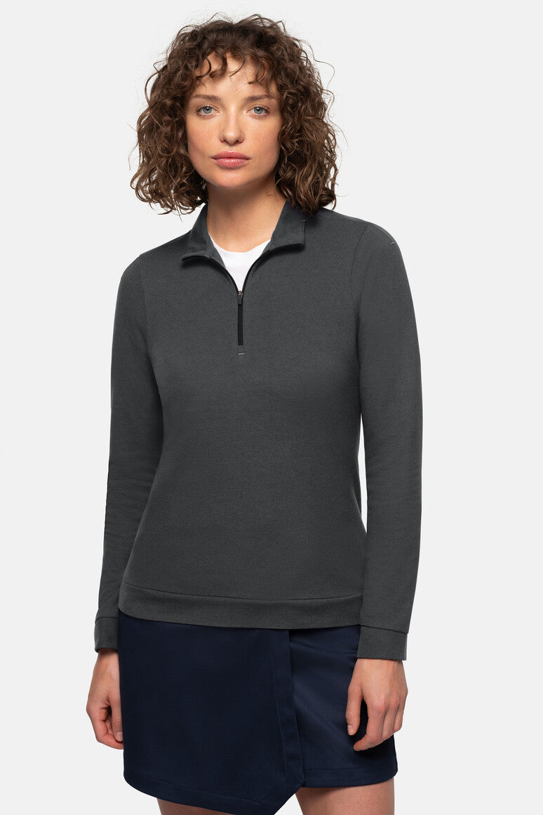 HAKRO Damen Zip-Longsleeve Piqué MIKRALINAR® ECO - Karbongrau - 5