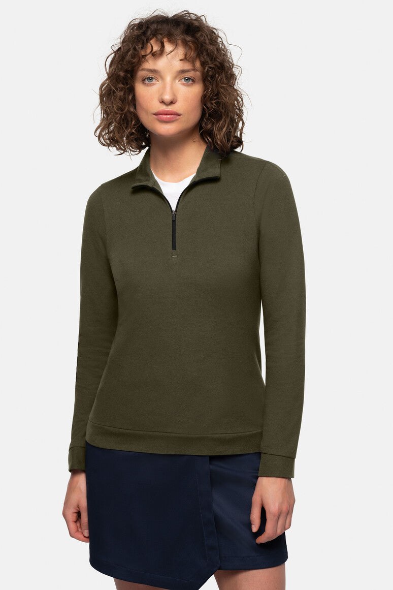 HAKRO Damen Zip-Longsleeve Piqué MIKRALINAR® ECO - Olive - 5