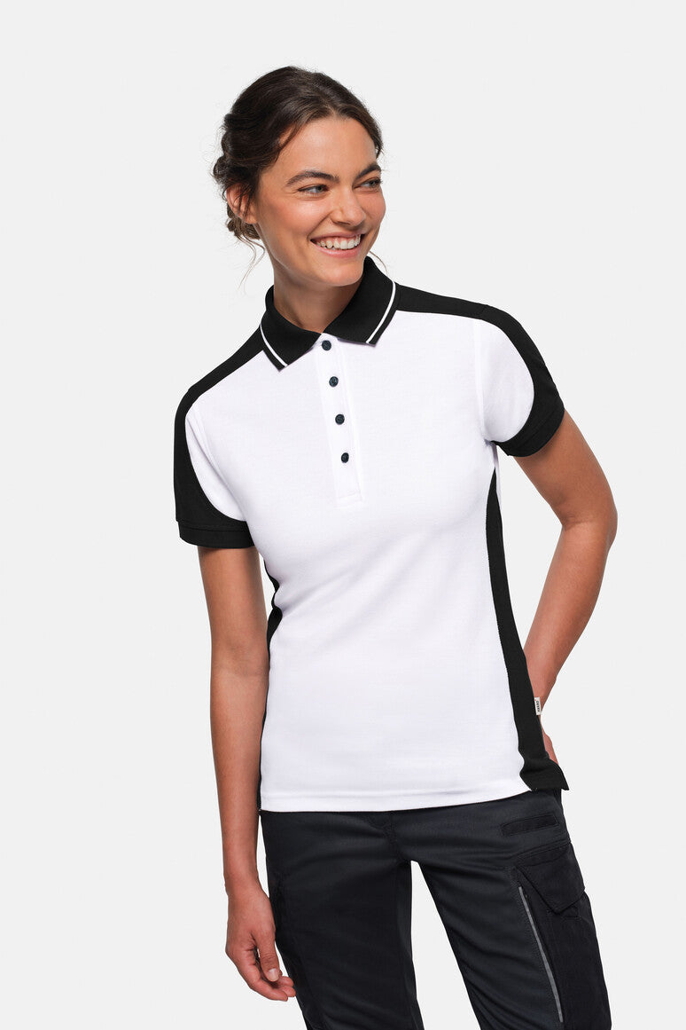 HAKRO Damen Poloshirt Contrast MIKRALINAR® ECO - Weiß/schwarz - 5