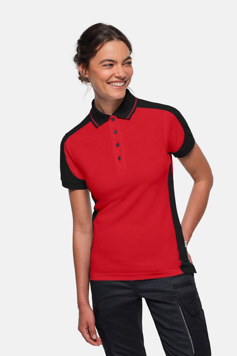 HAKRO Damen Poloshirt Contrast MIKRALINAR® ECO - Rot/schwarz - 5