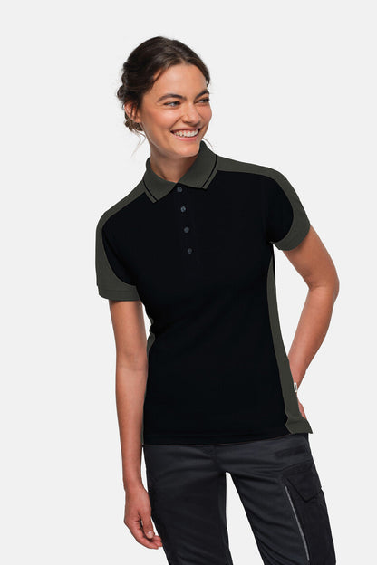 HAKRO Damen Poloshirt Contrast MIKRALINAR® ECO - Schwarz/karbongrau - 5