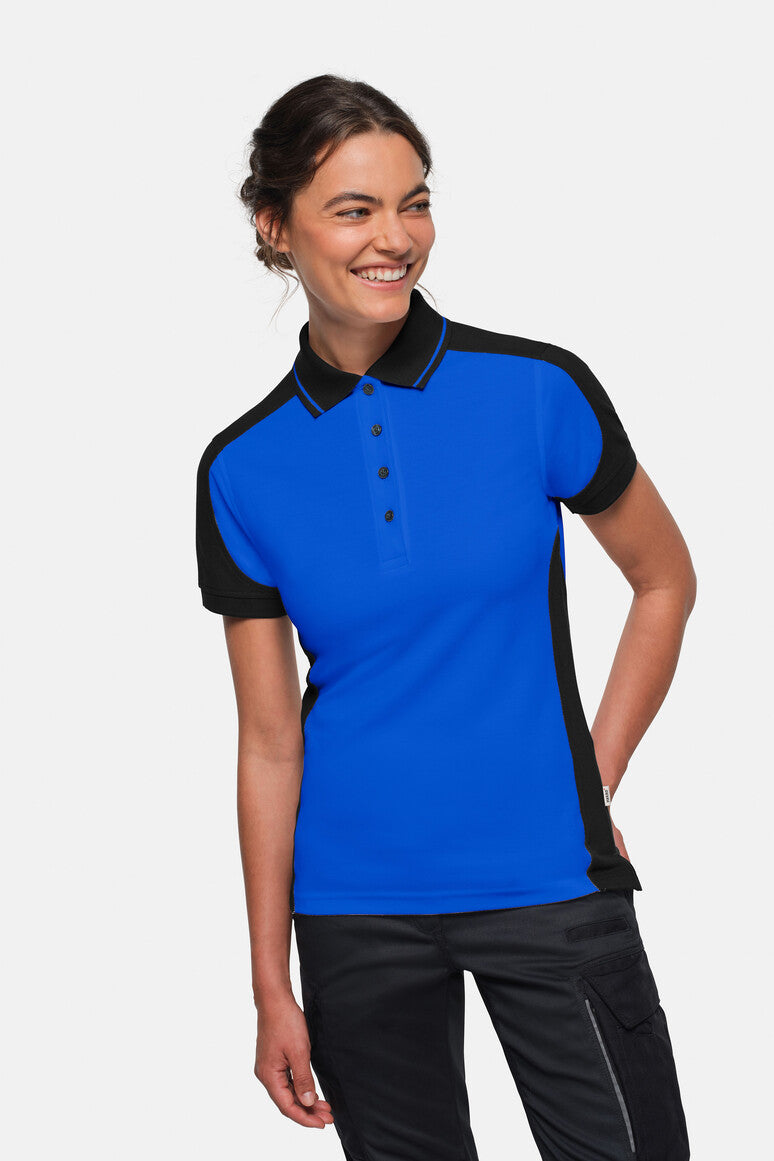 HAKRO Damen Poloshirt Contrast MIKRALINAR® ECO - Royalblau/schwarz - 5