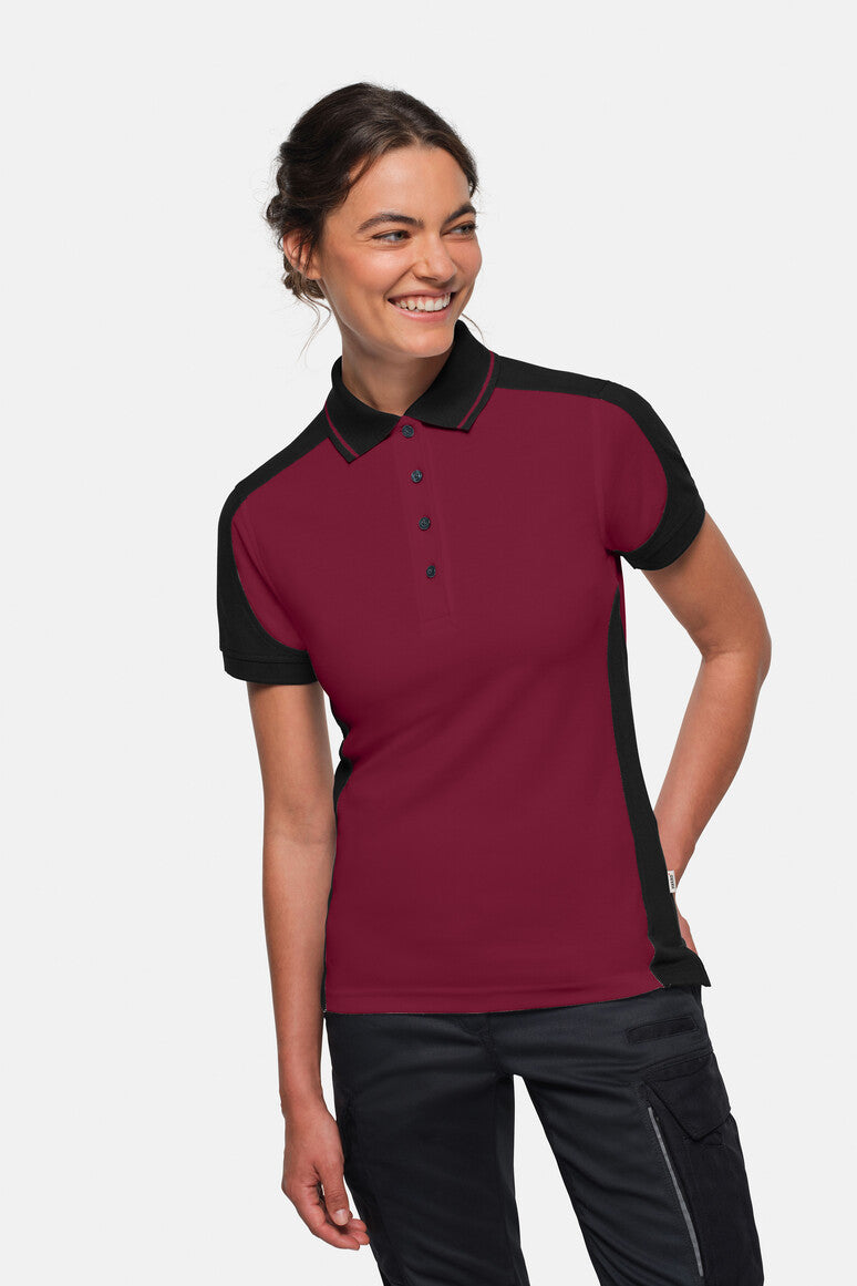 HAKRO Damen Poloshirt Contrast MIKRALINAR® ECO - Weinrot/schwarz - 5