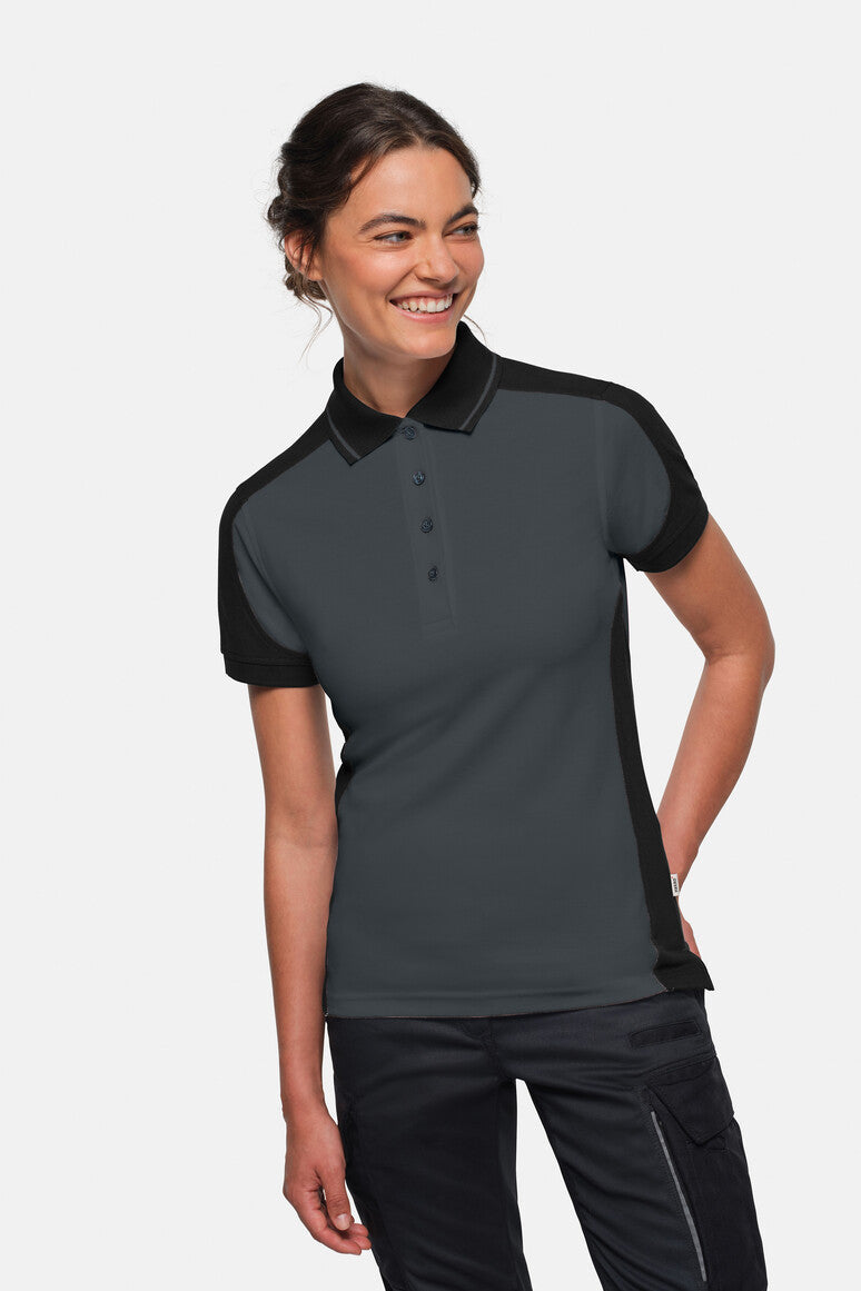 HAKRO Damen Poloshirt Contrast MIKRALINAR® ECO - Anthrazit/schwarz - 5