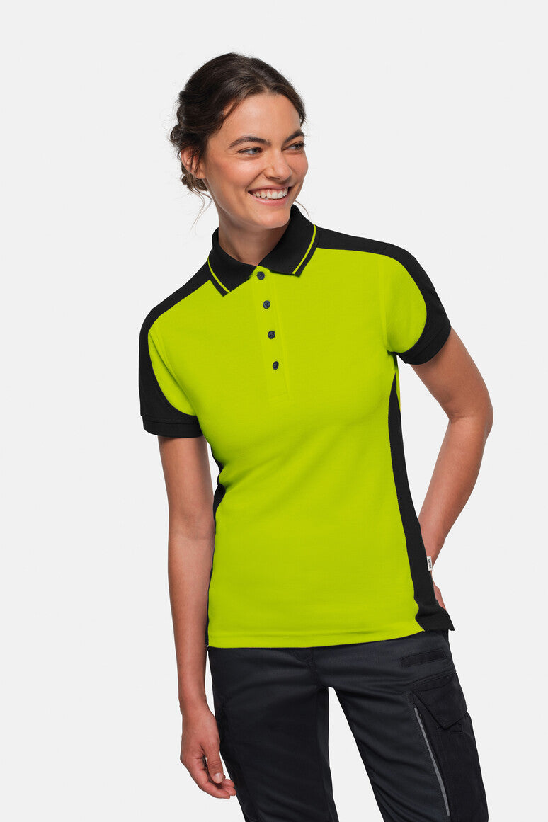 HAKRO Damen Poloshirt Contrast MIKRALINAR® ECO - Kiwi/schwarz - 5