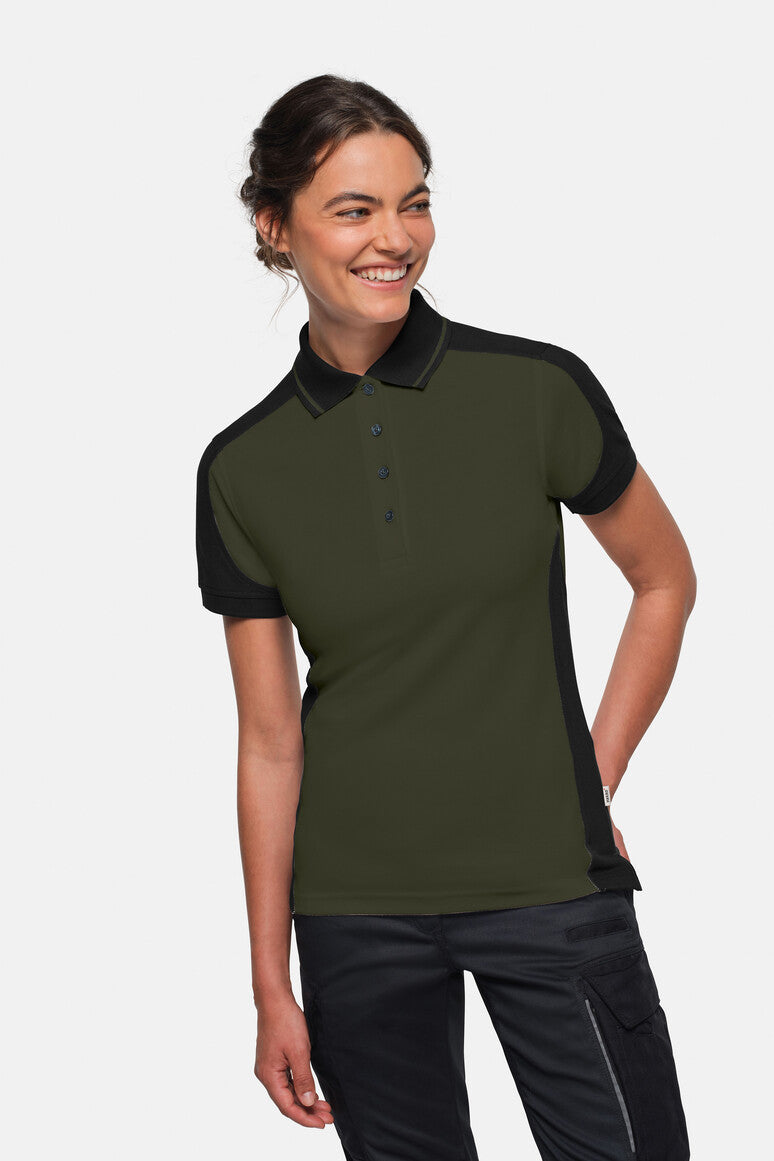 HAKRO Damen Poloshirt Contrast MIKRALINAR® ECO - Olive/schwarz - 5