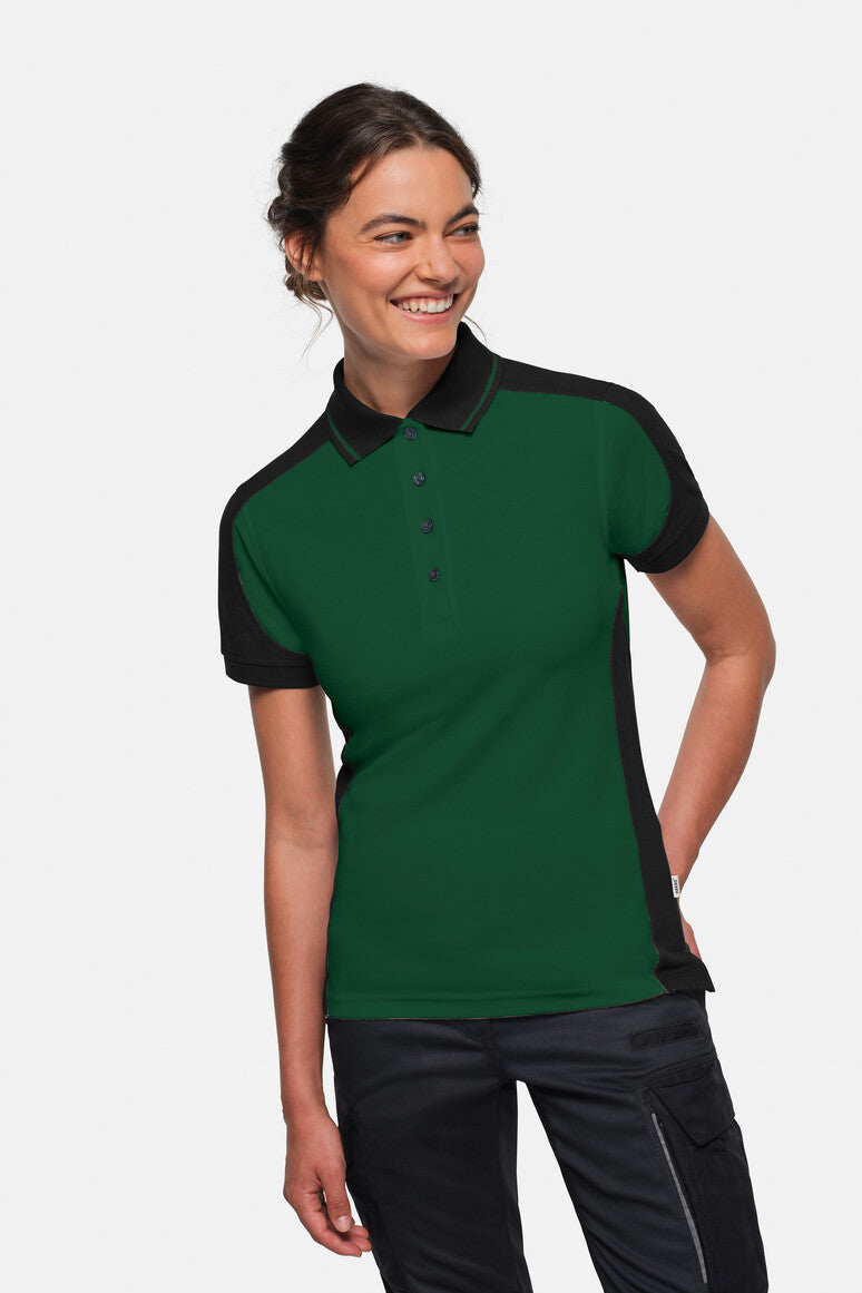 HAKRO Damen Poloshirt Contrast MIKRALINAR® ECO - Tanne/schwarz - 5
