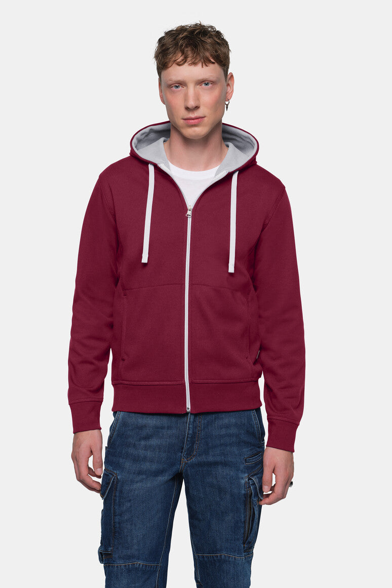 HAKRO Kapuzenjacke Bonded ECO - Weinrot/silber - 5