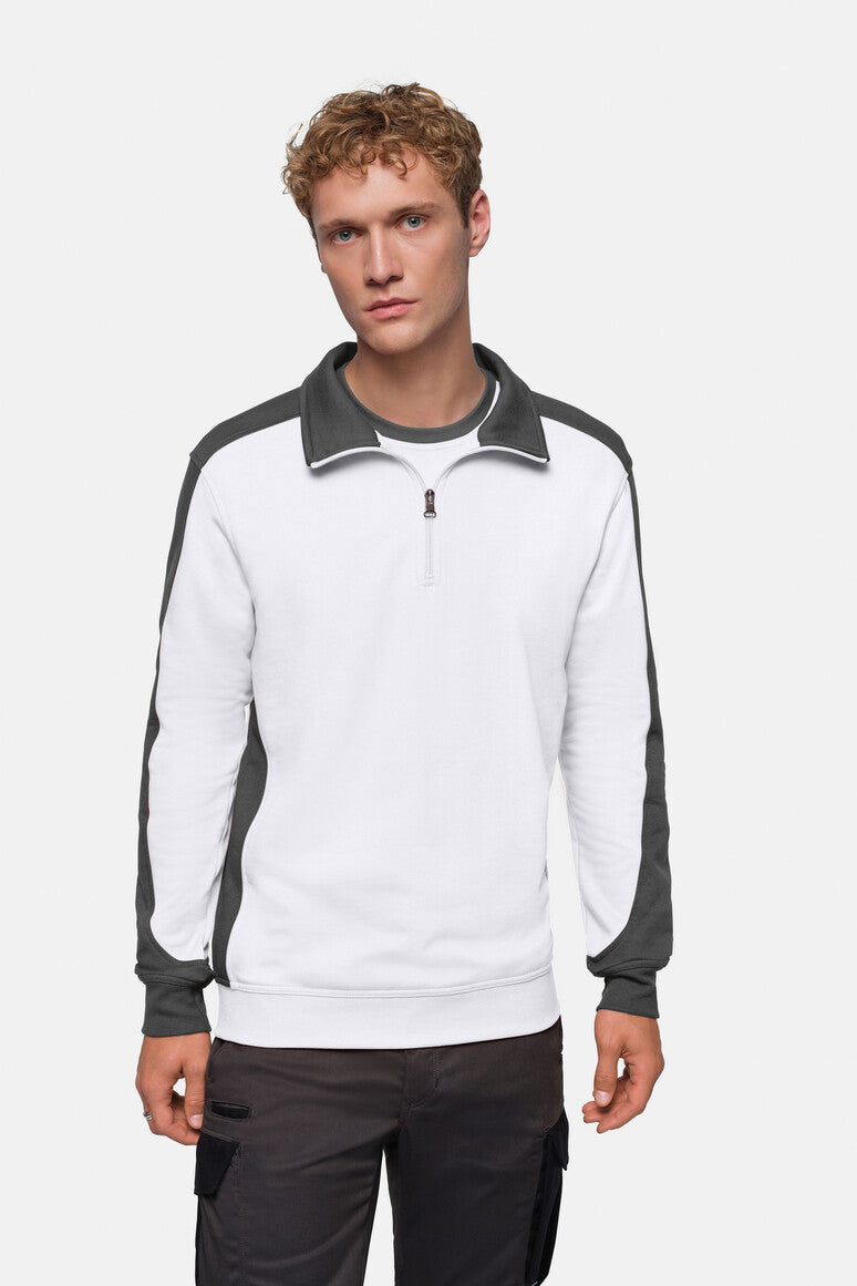 HAKRO Zip-Sweatshirt Contrast MIKRALINAR® - Weiß/anthrazit - 6