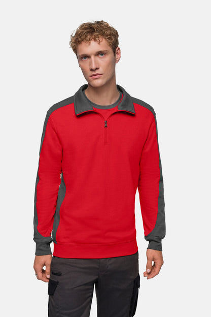 HAKRO Zip-Sweatshirt Contrast MIKRALINAR® - Rot/anthrazit - 6