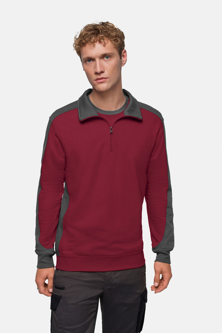HAKRO Zip-Sweatshirt Contrast MIKRALINAR® - Weinrot/anthrazit - 6