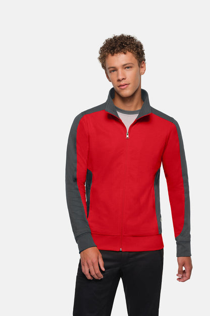 HAKRO Sweatjacke Contrast MIKRALINAR® - Rot/anthrazit - 5