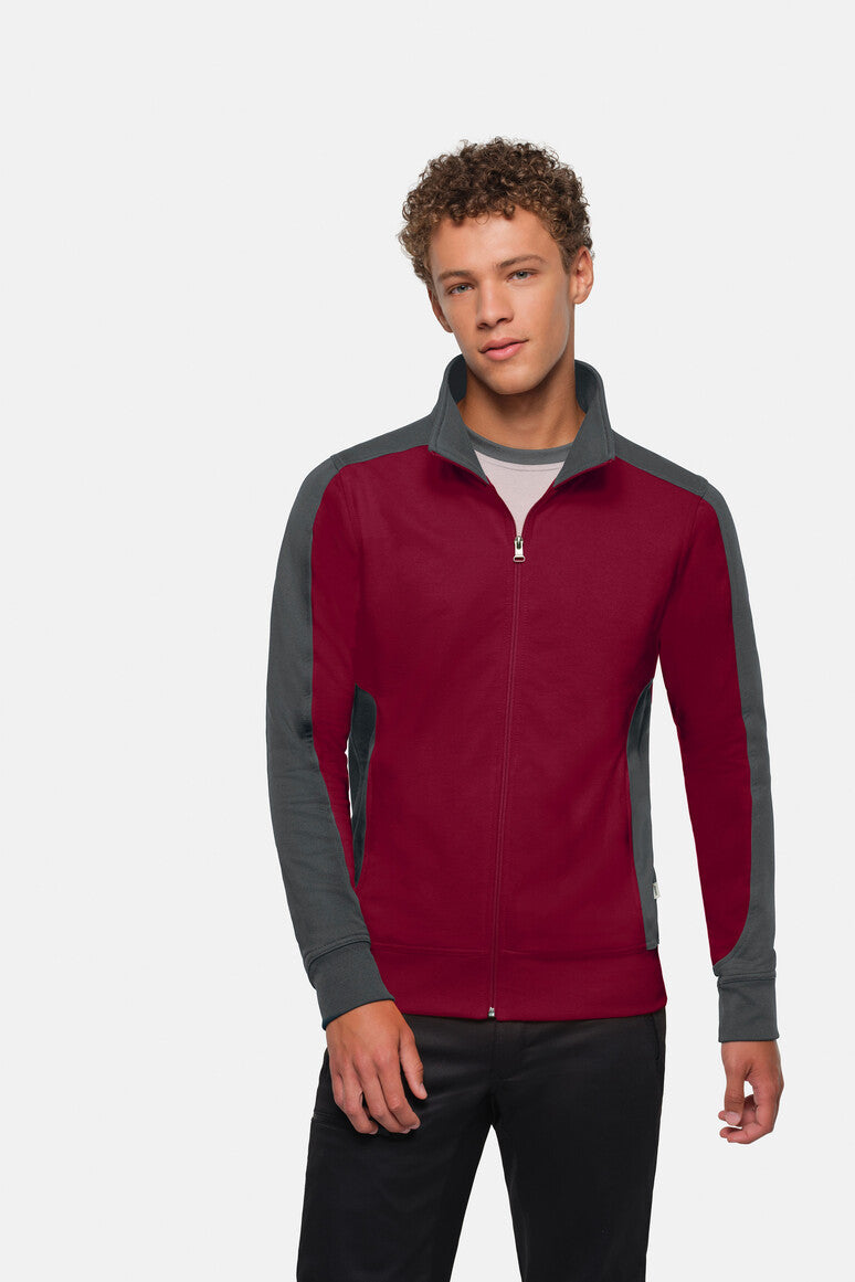 HAKRO Sweatjacke Contrast MIKRALINAR® - Weinrot/anthrazit - 5
