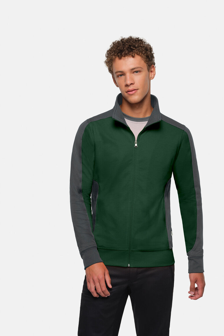 HAKRO Sweatjacke Contrast MIKRALINAR® - Tanne/anthrazit - 5