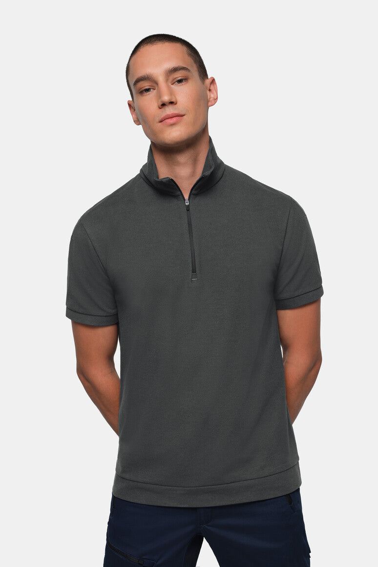 HAKRO Zip-Shirt Piqué MIKRALINAR® ECO - Karbongrau - 5