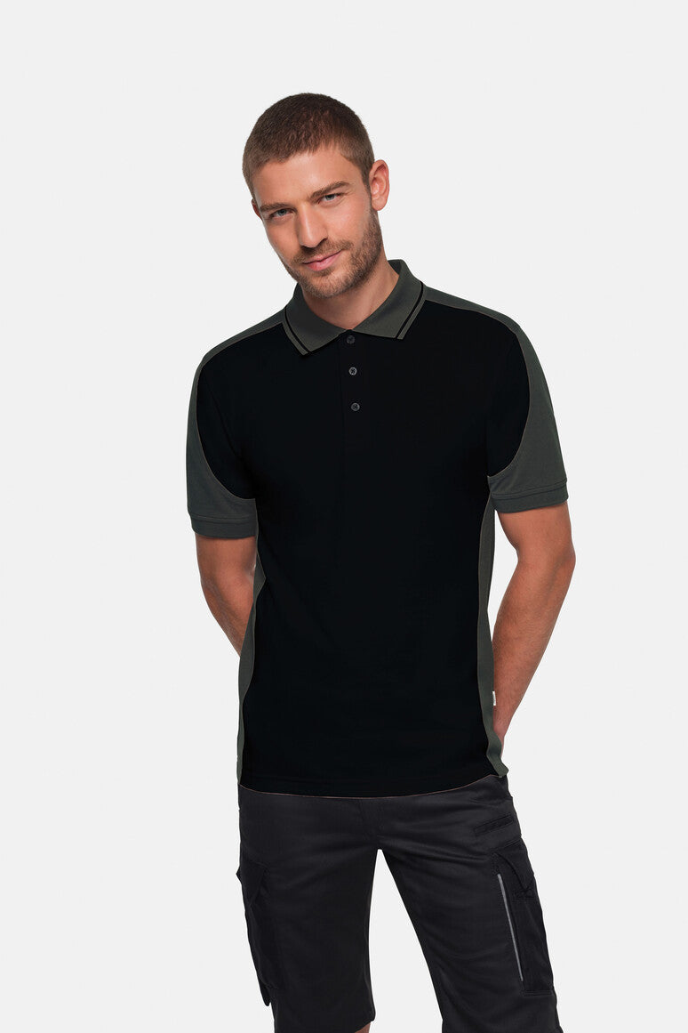 HAKRO Poloshirt Contrast  MIKRALINAR® ECO - Schwarz/karbongrau - 5