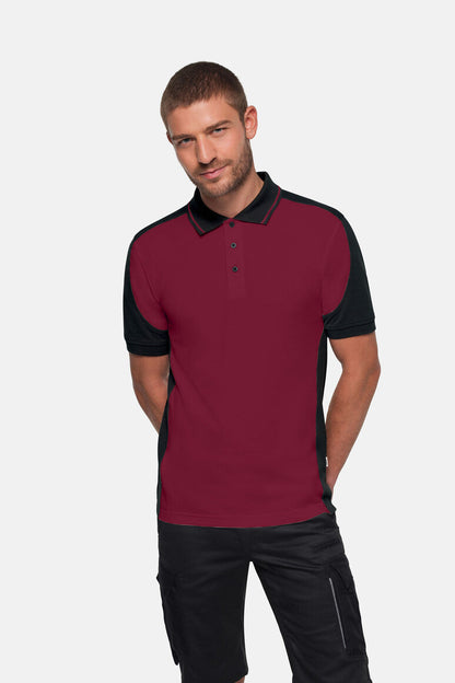 HAKRO Poloshirt Contrast  MIKRALINAR® ECO - Weinrot/schwarz - 5