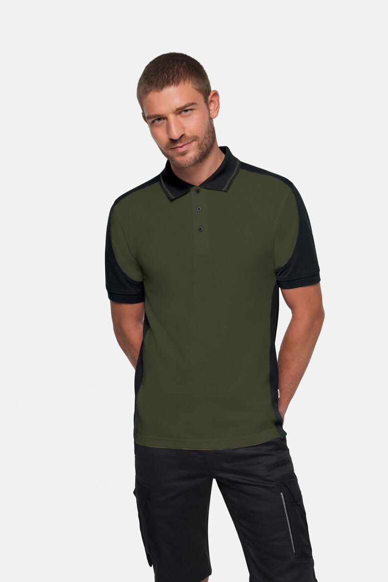 HAKRO Poloshirt Contrast  MIKRALINAR® ECO - Olive/schwarz - 5
