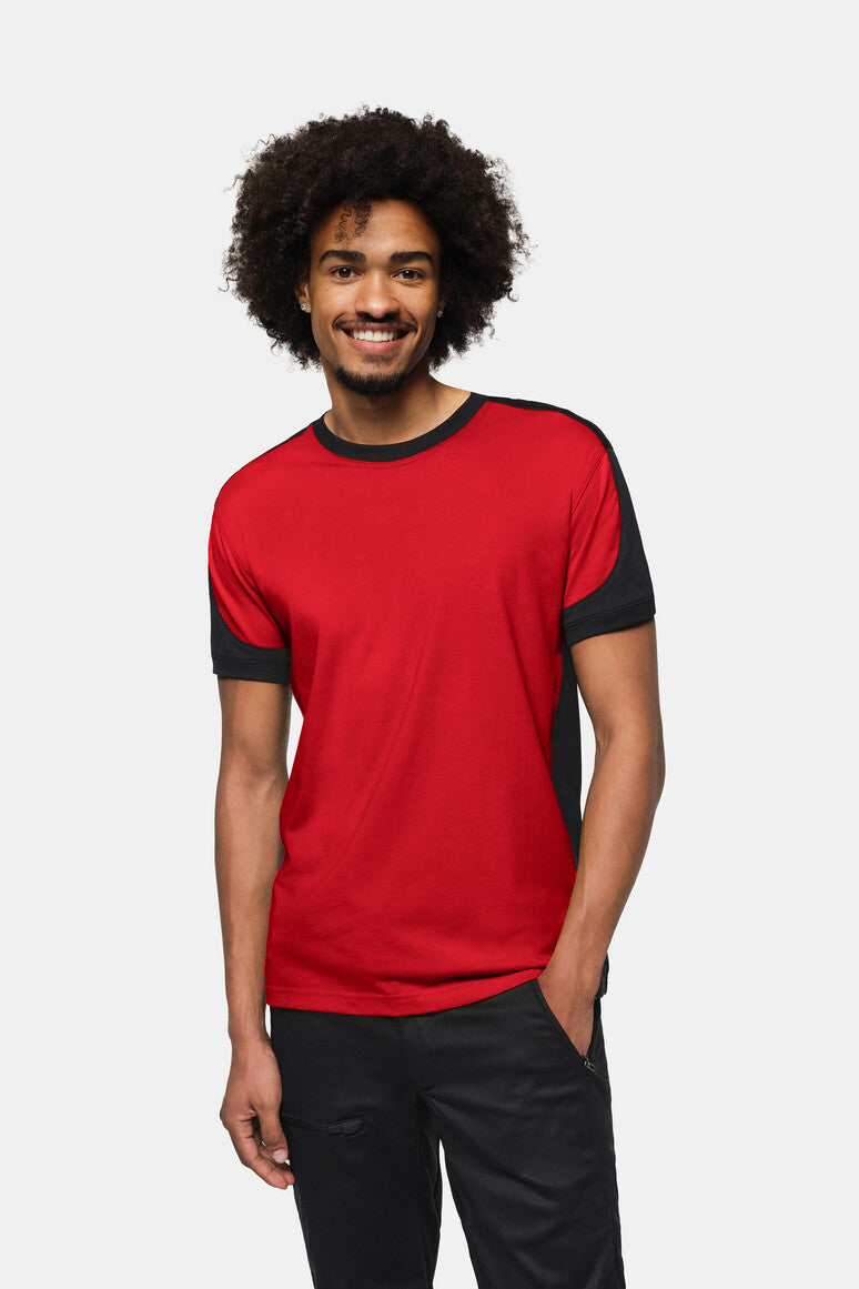 HAKRO T-Shirt Contrast MIKRALINAR® ECO - Rot/schwarz - 5