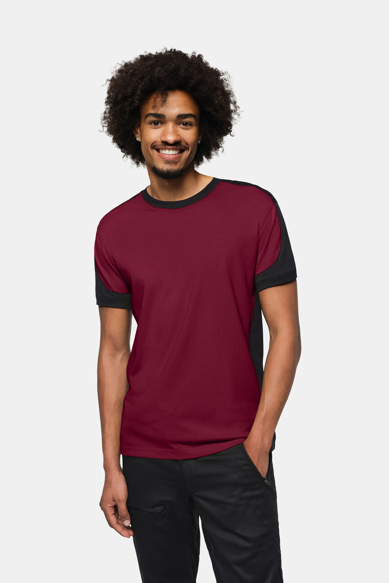 HAKRO T-Shirt Contrast MIKRALINAR® ECO - Weinrot/schwarz - 5