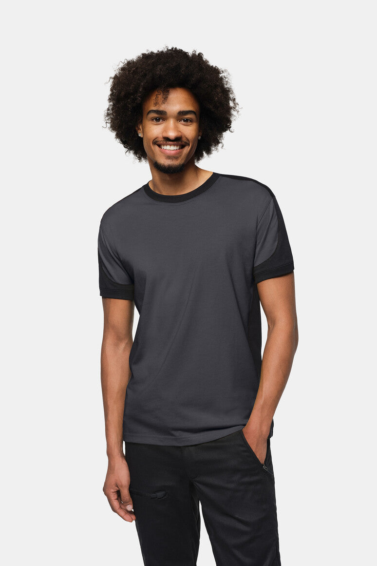 HAKRO T-Shirt Contrast MIKRALINAR® ECO - Karbongrau/schwarz - 5