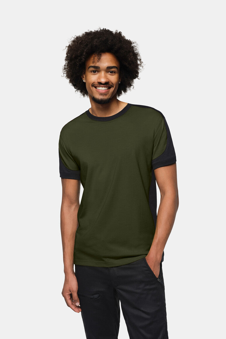 HAKRO T-Shirt Contrast MIKRALINAR® ECO - Olive/schwarz - 5