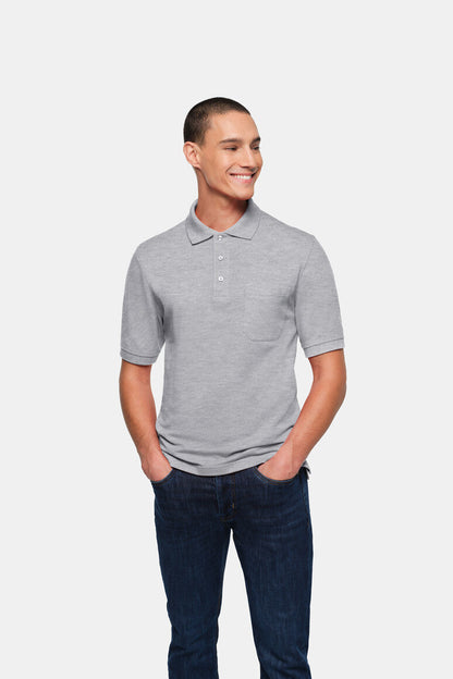 HAKRO Pocket-Poloshirt Top - Grau meliert - 5
