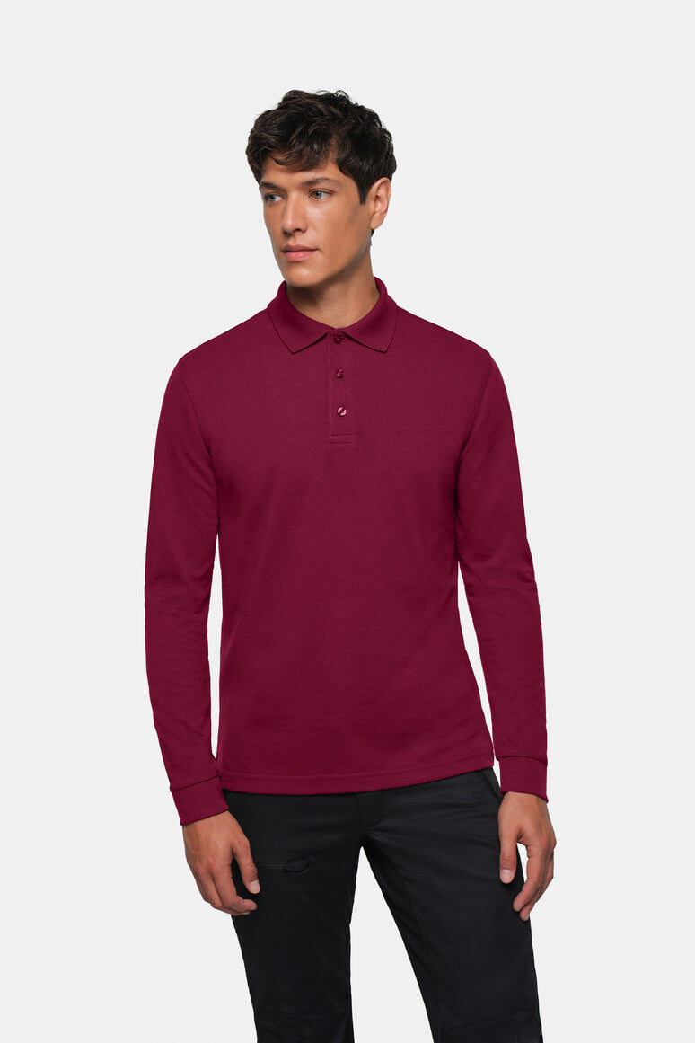 HAKRO Longsleeve-Poloshirt MIKRALINAR® - Weinrot - 5