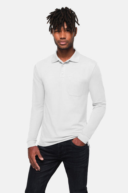 HAKRO Pocket-Longsleeve-Polo MIKRALINAR® ECO - Weiß - 5