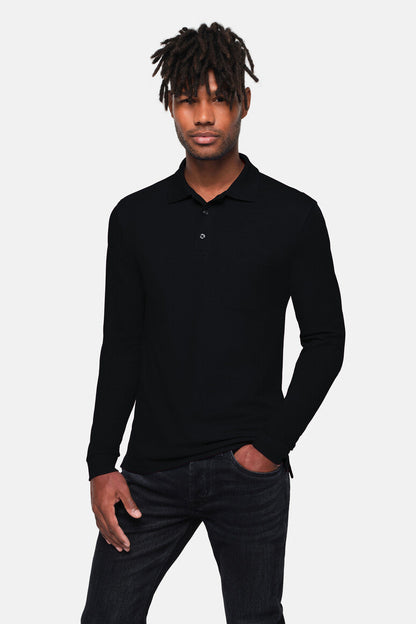 HAKRO Pocket-Longsleeve-Polo MIKRALINAR® ECO - Schwarz - 5