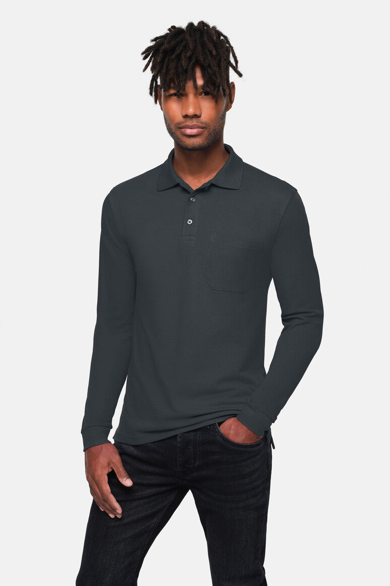 HAKRO Pocket-Longsleeve-Polo MIKRALINAR® ECO - Anthrazit - 5